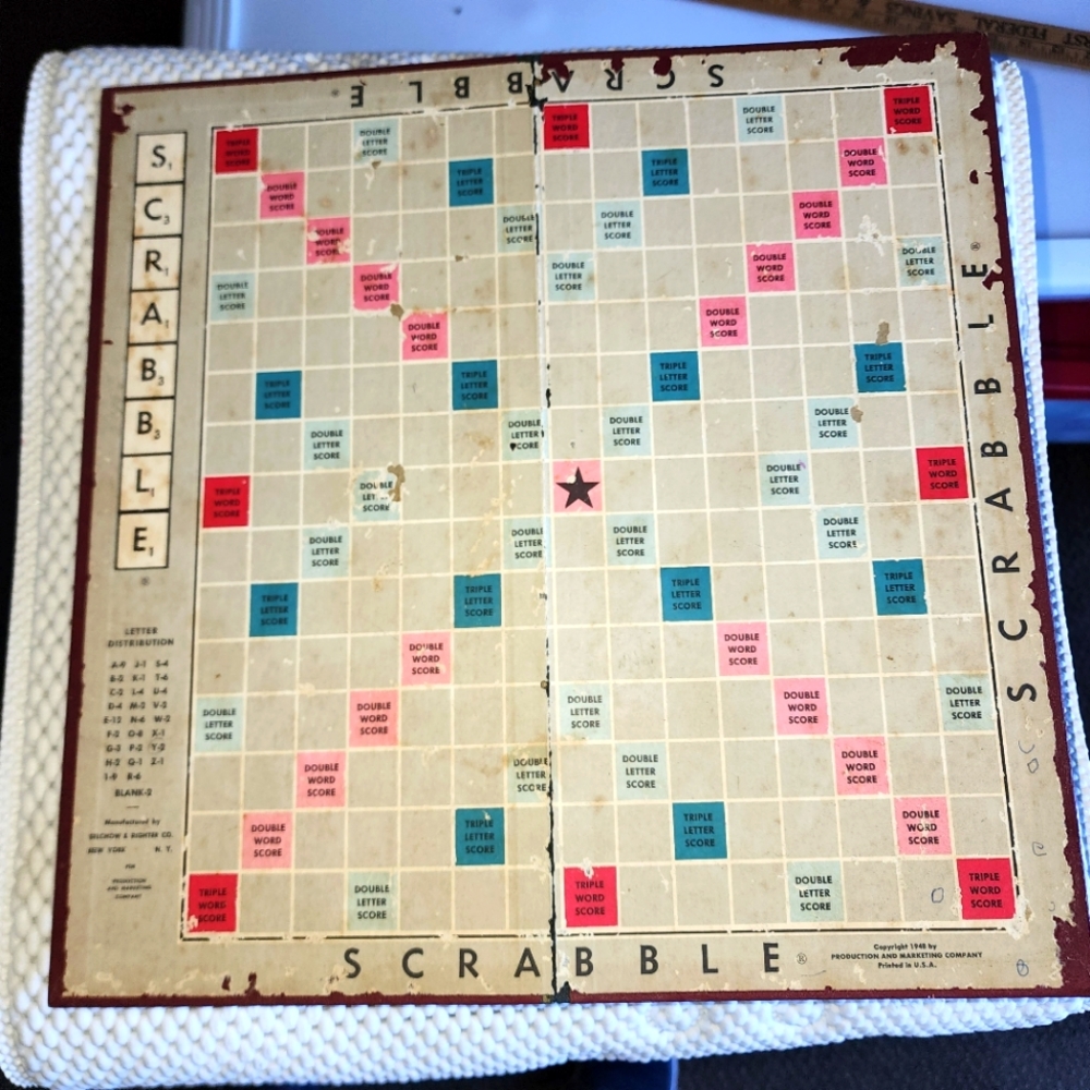 1948 vintage Scrabble board. 14"x14" Or Dart Board Or Frame Or ?